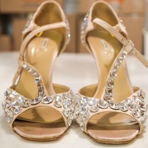 Miu Miu Women's Leather High Heel Slingback Steel pump Sandal